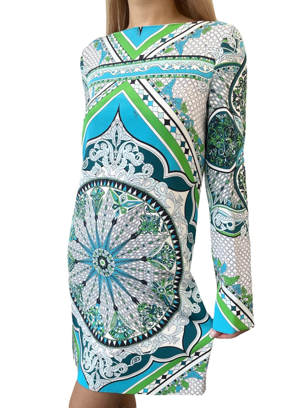 Emilio Pucci Vintage Logo Dress One-Piece #34 Multicolor Blue