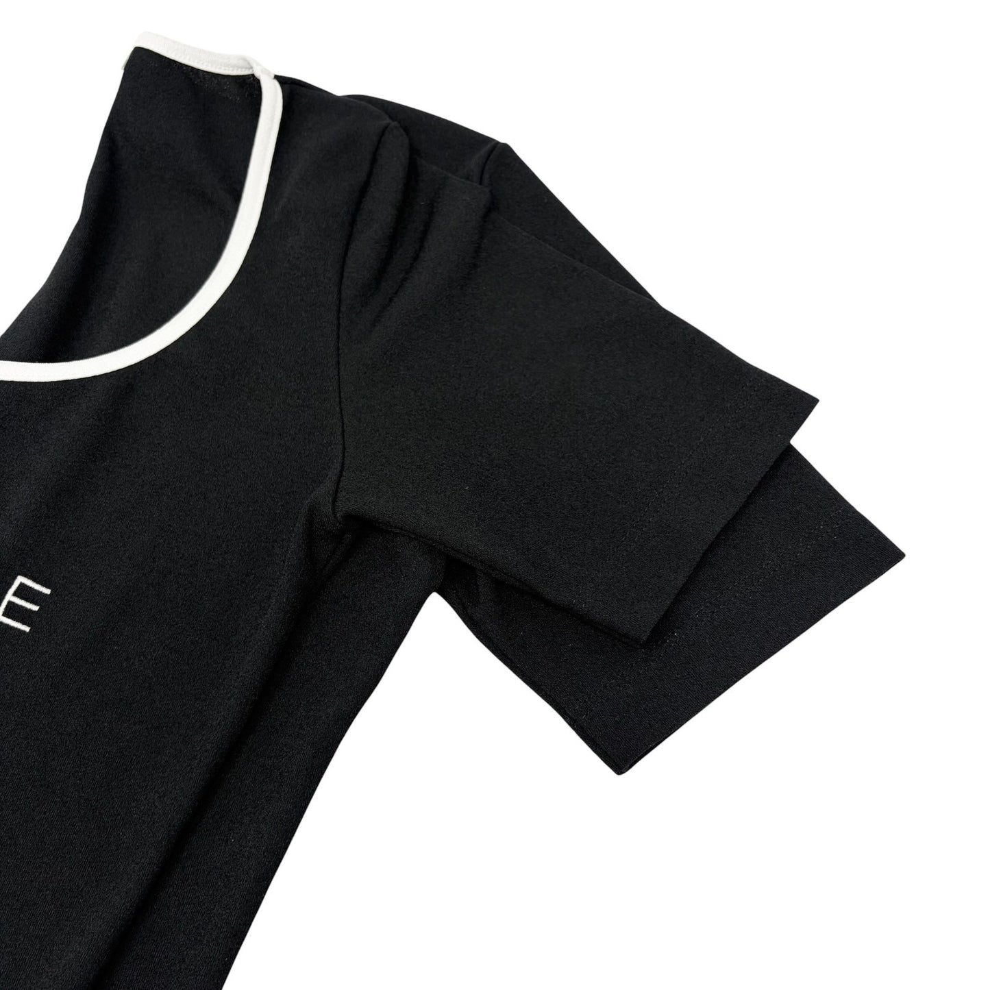 CELINE Vintage Logo T-shirt Top #38 Black White Short Sleeve Polyester 902429