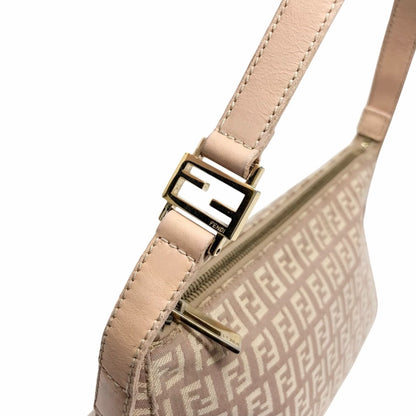 FENDI Vintage Logo Zucchino Monogram Shoulder Bag Pochette Beige Pink 902037