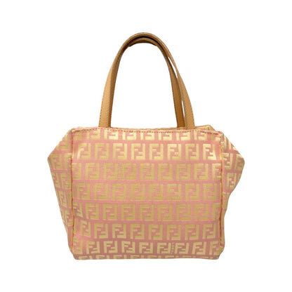 FENDI Vintage FF Logo Zucchino Mini Handbag Pink Yellow Canvas 902482