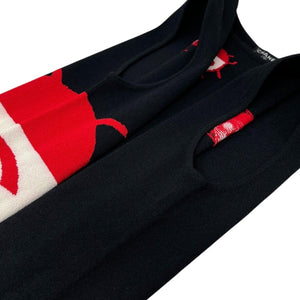 CHANEL Vintage 04P CC Mark Logo Ladybugs Knit Tank Top #38 Black Red Rayon