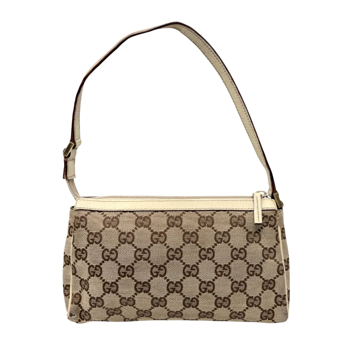 GUCCI Vintage GG Monogram Abbey Mini Shoulder Bag White Brown Canvas 901868