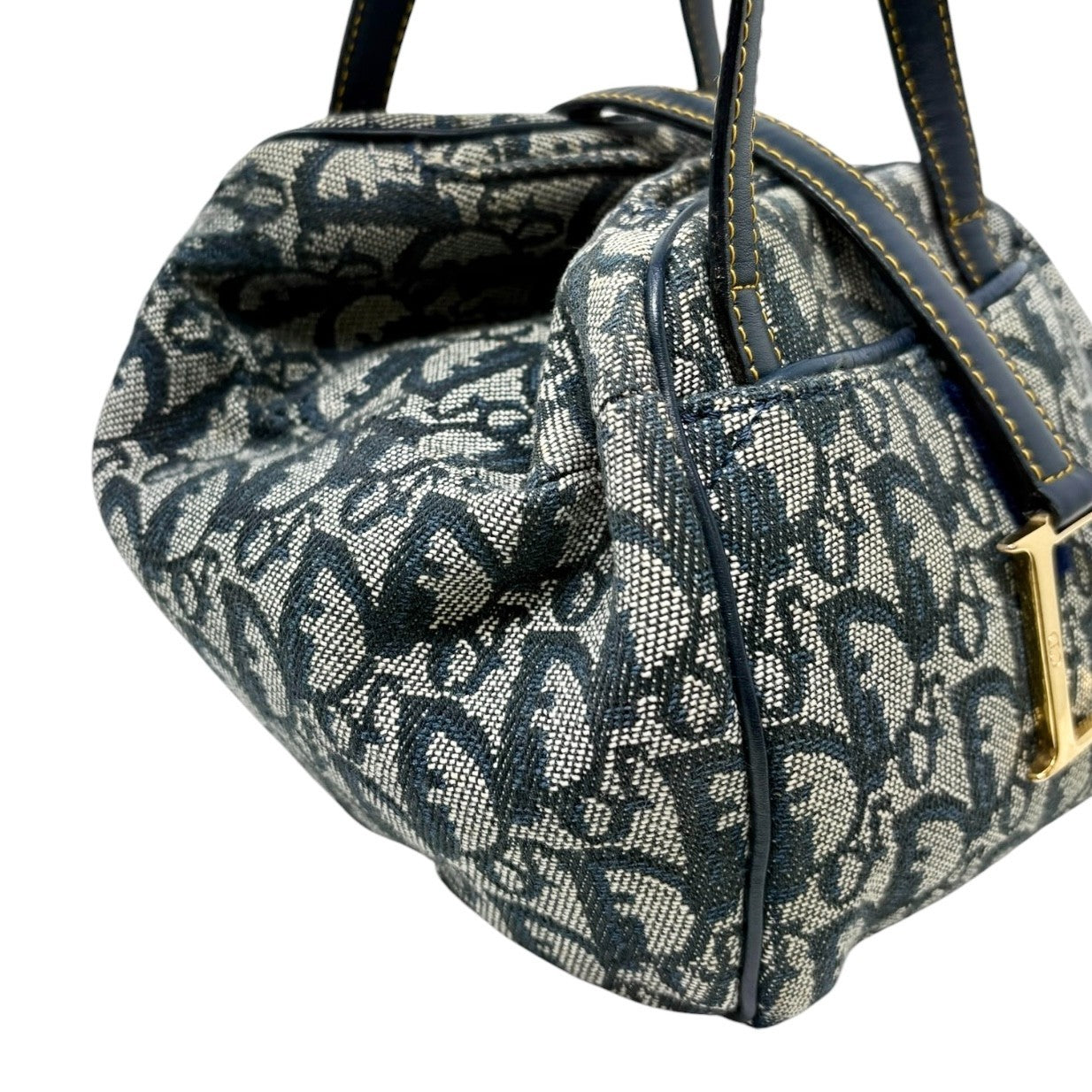 Christian Dior Vintage 2001 Trotter Monogram Mini D Charm Bag Handbag Blue 90128