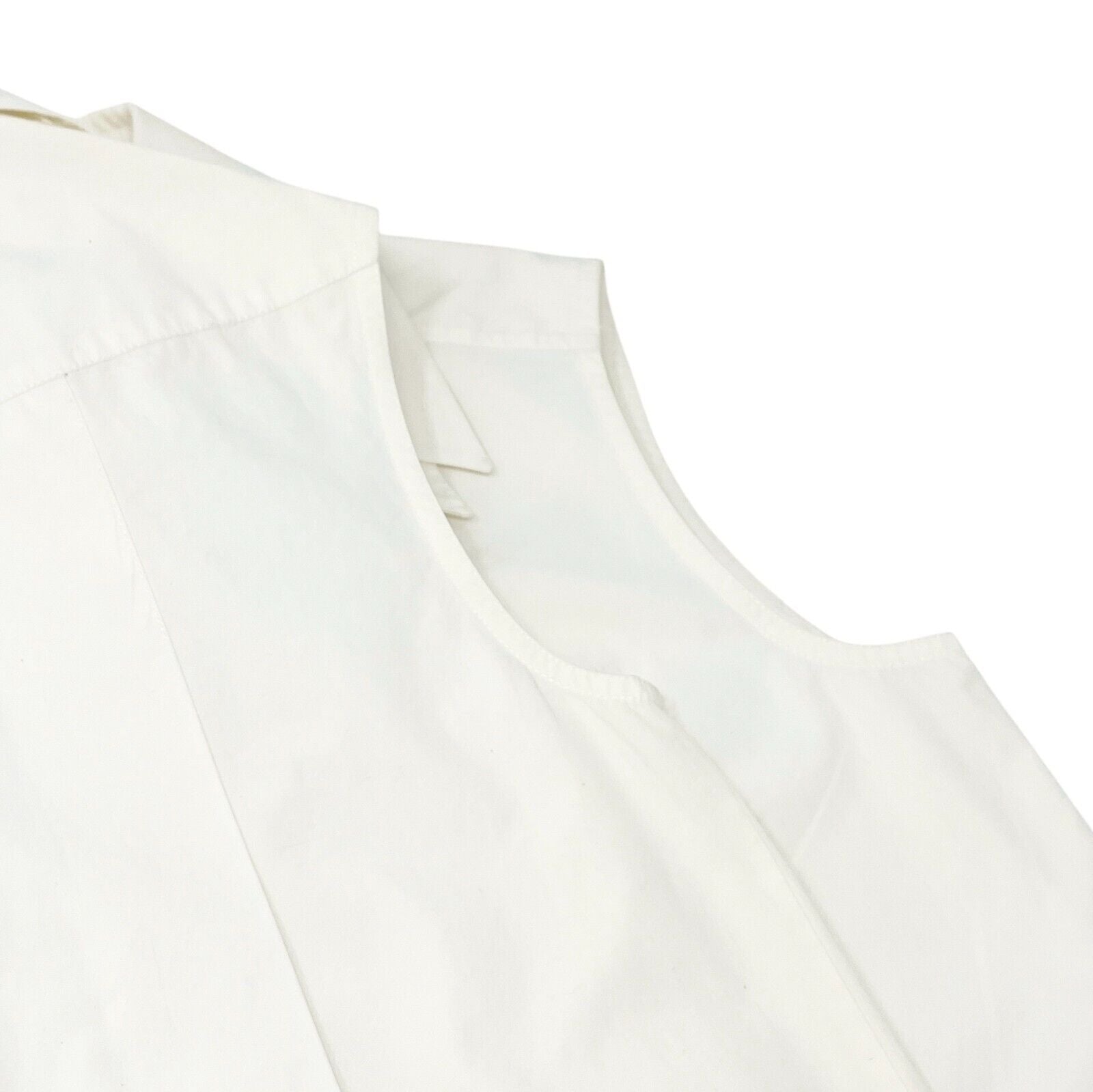 CHANEL Vintage CC Mark Logo Button Up Sleeveless Shirt Top White Gold Cotton