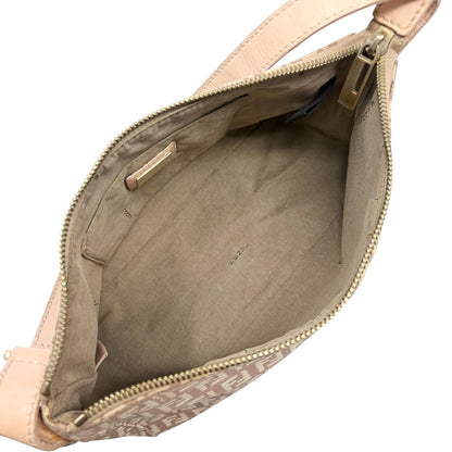 FENDI Vintage Logo Zucchino Monogram Shoulder Bag Pochette Beige Pink 902037