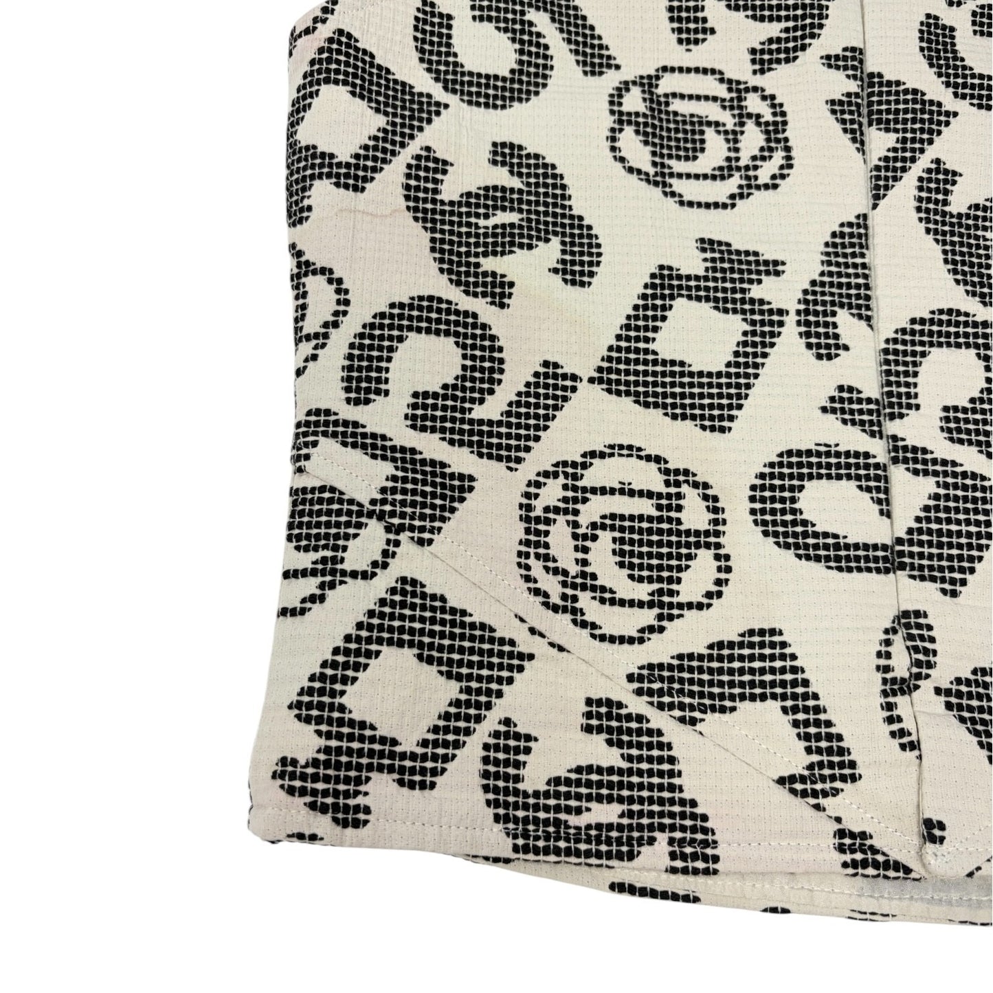 CHANEL Vintage 06P CC Camellia No.5 Print Tank Top #36 White Black Zip 902288