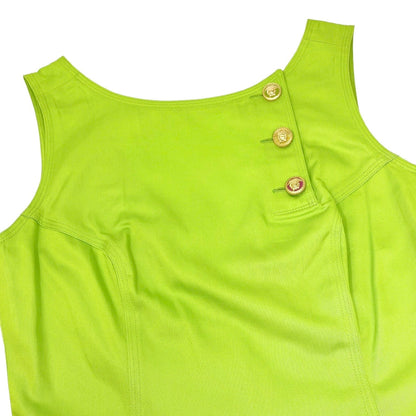 VERSACE JEANS COUTURE Vintage Dress #40 Multicolor Medusa Button Green Rank AB