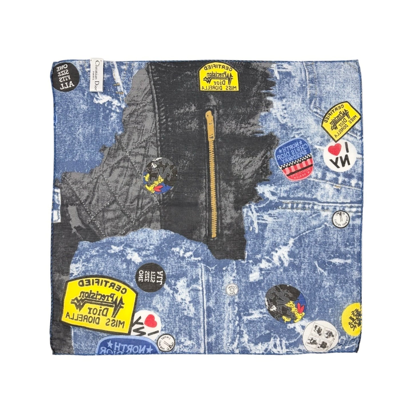 Christian Dior Vintage 2001 Miss Diorella Denim Print Mini Scarf Blue 901844