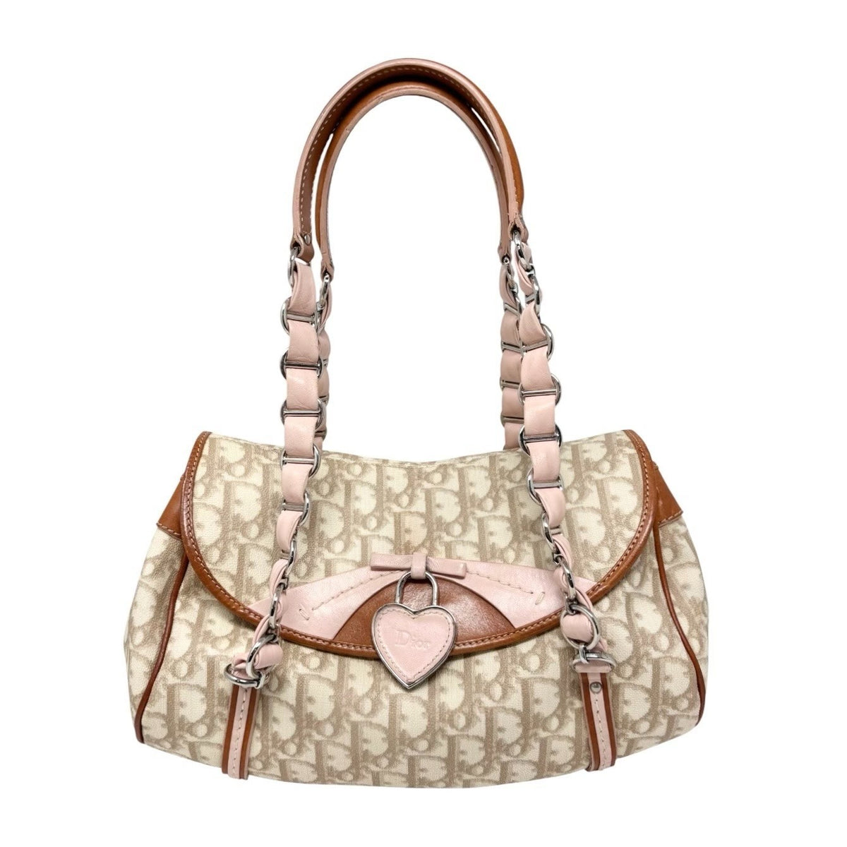 Christian Dior Vintage Trotter Monogram Romantique Shoulder Bag Beige 902306