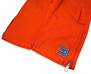 CHANEL Sport Vintage 02S Coco Logo Half Length Pants #36 Orange Nylon Rank B