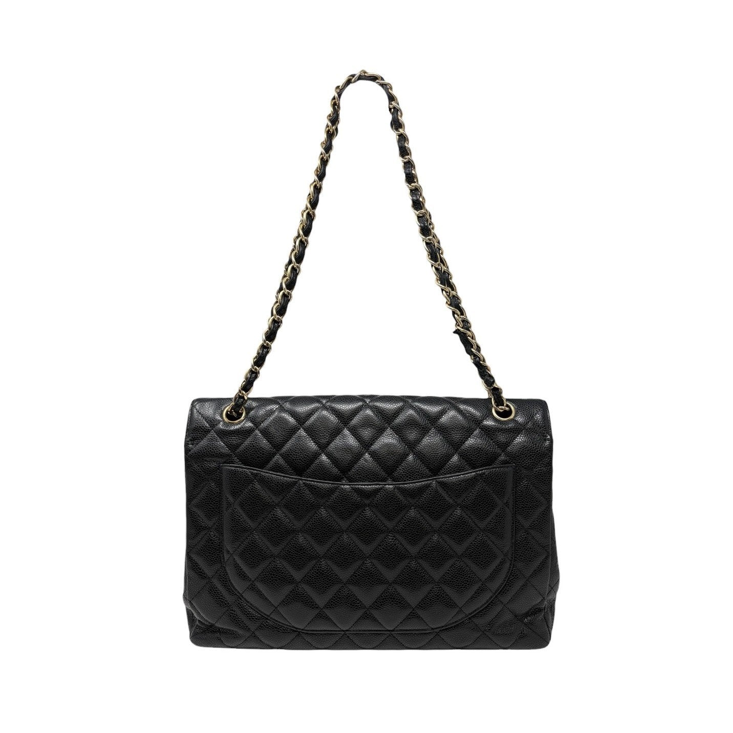 CHANEL Vintage CC Turnlock Quilted Chain Shoulder Bag Black Gold Leather 902228