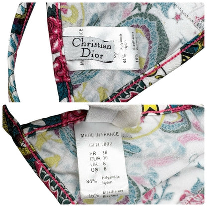 Christian Dior Vintage Logo Tattoo Print Bikini Swimwear #38 Multicolor 901861