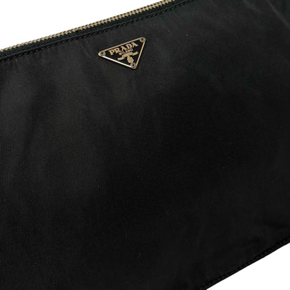 PRADA Vintage Triangle Logo Tessuto Nylon Mini Shoulder Bag Black Good 902380