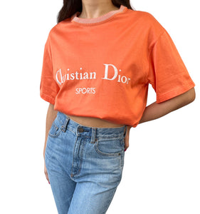 Christian Dior Sports Vintage Big Logo T-shirt #M Top Orange Cotton Rank AB
