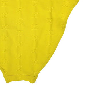 CHANEL Vintage 97P CC Mark Swimsuit Bodysuit #38 One-piece Yellow Nylon Rank AB