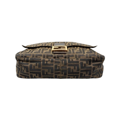 FENDI Vintage FF Zucca Mamma Baguette Pocket Shoulder Bag Brown Canvas 902439