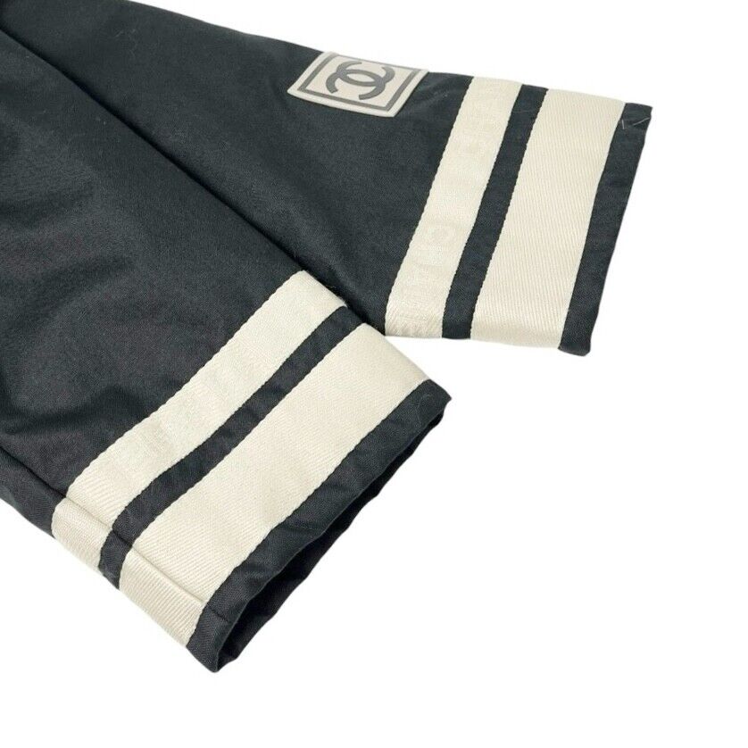 CHANEL Sport Vintage 02A CC Logo Zipped Hoodie Jacket Coat #36 Black Polyester