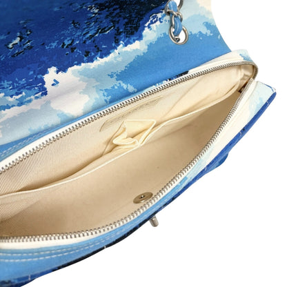 CHANEL Vintage CC Surf Turnlock Chain Flap Crossbody Bag Blue Canvas 902363