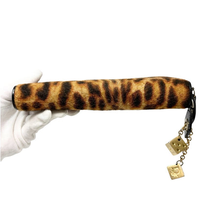Christian Dior Vintage 2001 Logo Leopard Pony Hair Wallet Dice Charm 901815