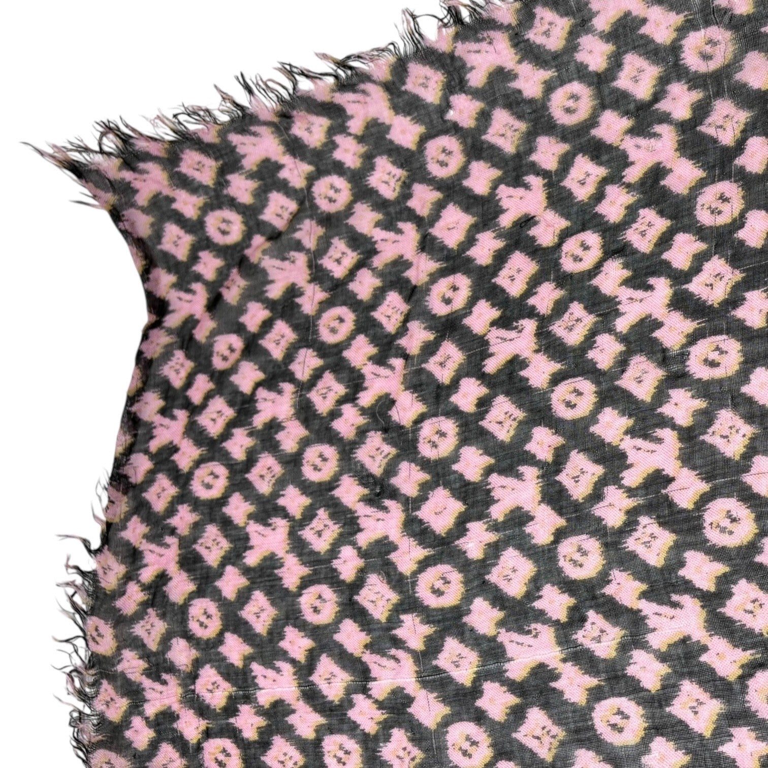 LOUIS VUITTON Vintage Monogram Logo Graffiti Scarf Shawl Pink Black Yellow Silk