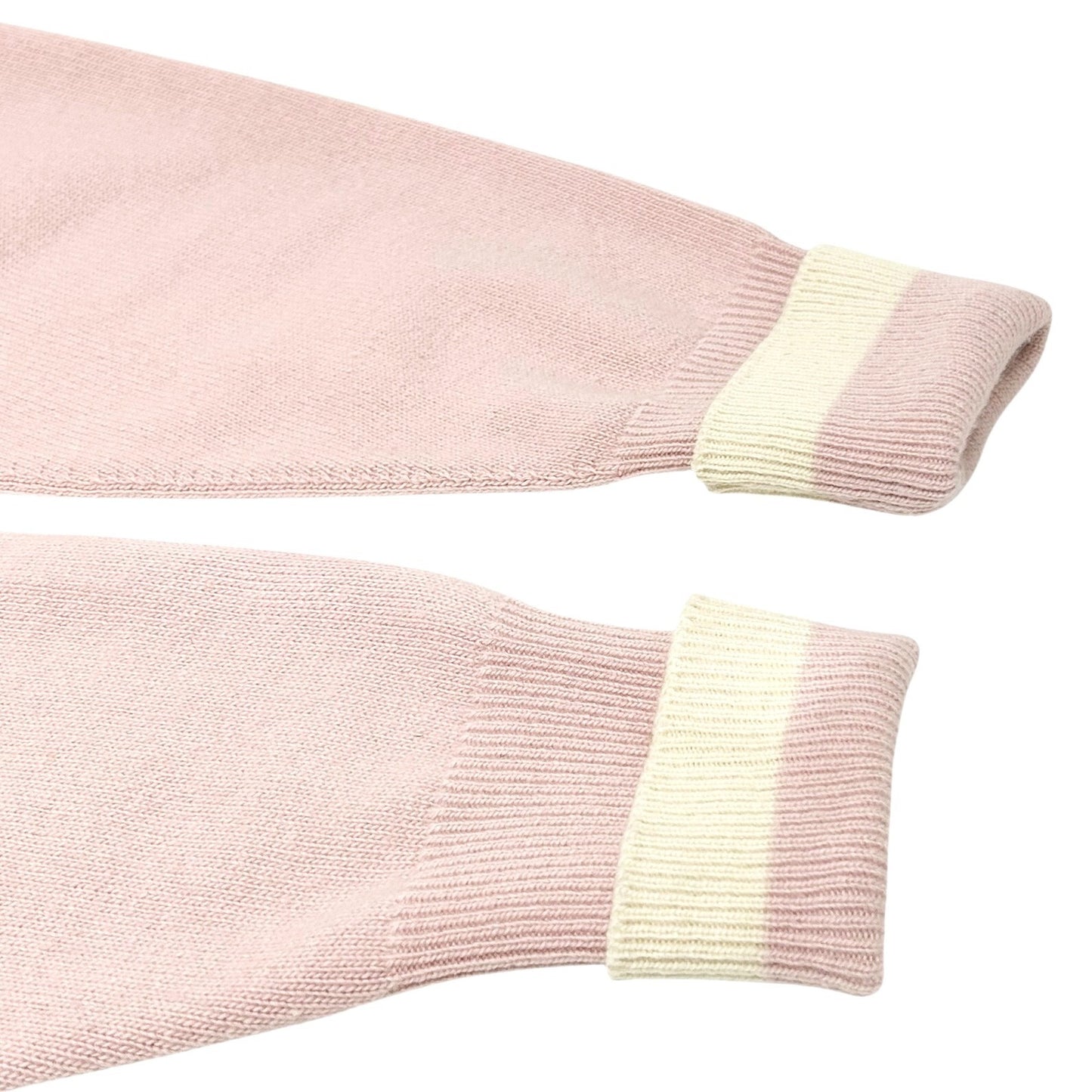 CHANEL Vintage CC Mark Logo Cardigan Pink Cream Cashmere Button Pockets Sweater
