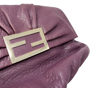 FENDI Vintage FF Logo Mia Shoulder Bag Crossbody 2way Purple Gold Leather