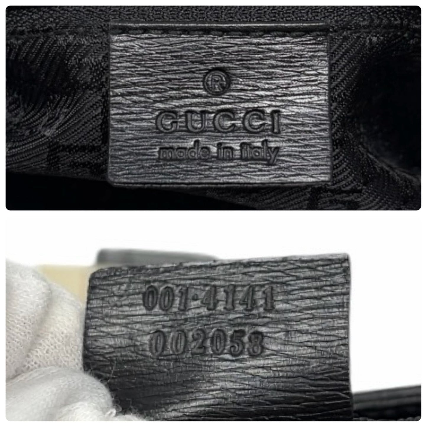 GUCCI Vintage G Square Logo Shoulder Bag Black Gold Leather Magnet 902249