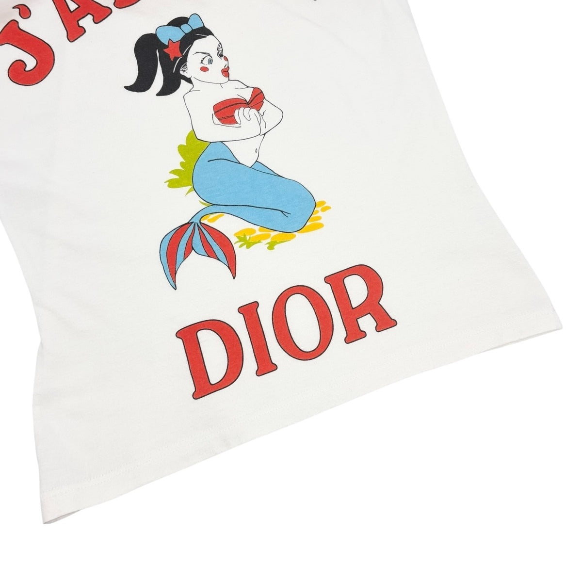 Christian Dior Vintage 2002 J'ADORE Logo Cartoon T-shirt Top #38 White 902450