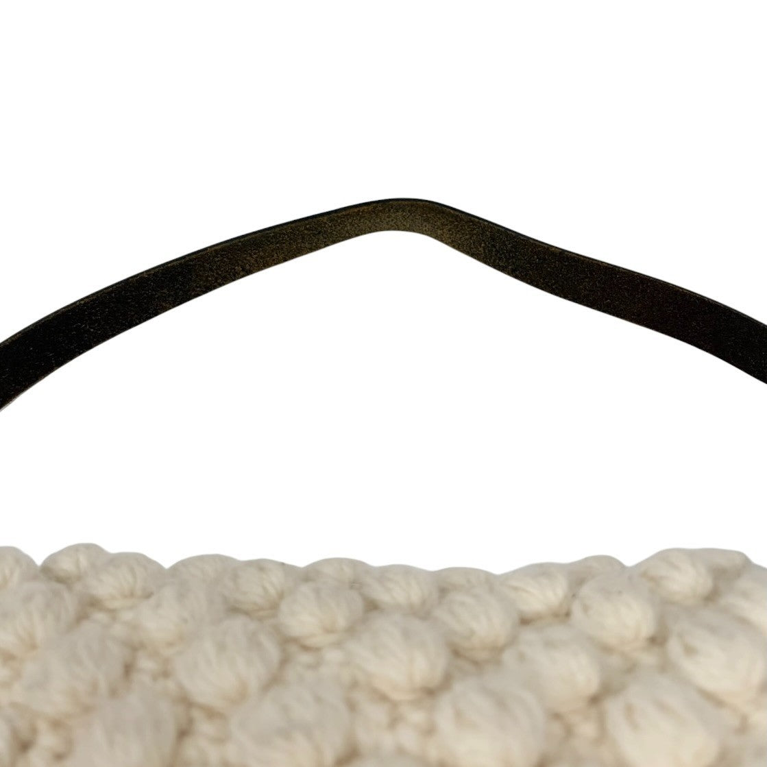 FENDI Vintage FF Logo Knit Mamma Baguette Shoulder Bag Wool Cream 902239