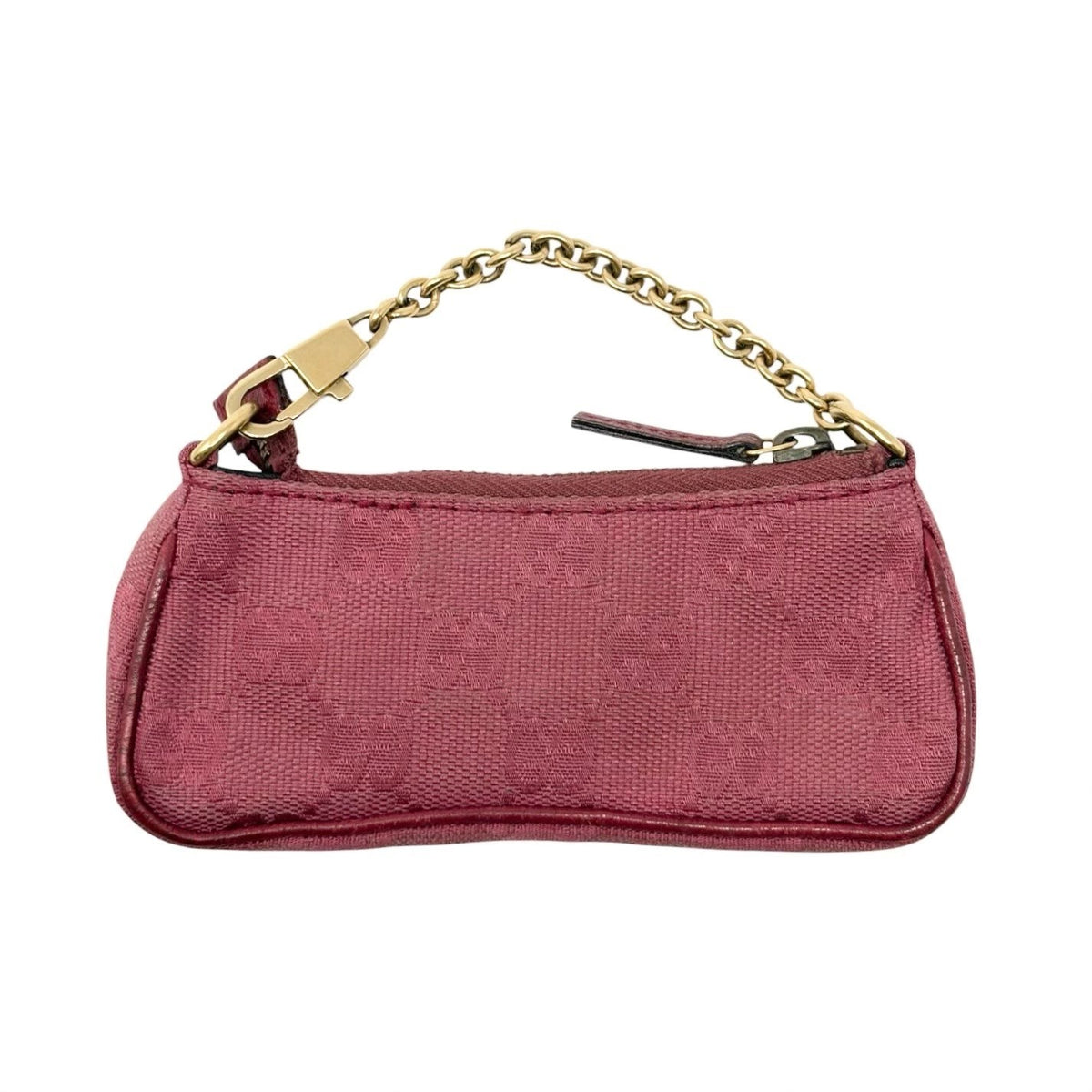 GUCCI Vintage Horsebit GG Monogram Micro Bag Pouch Pink Gold Canvas 901845