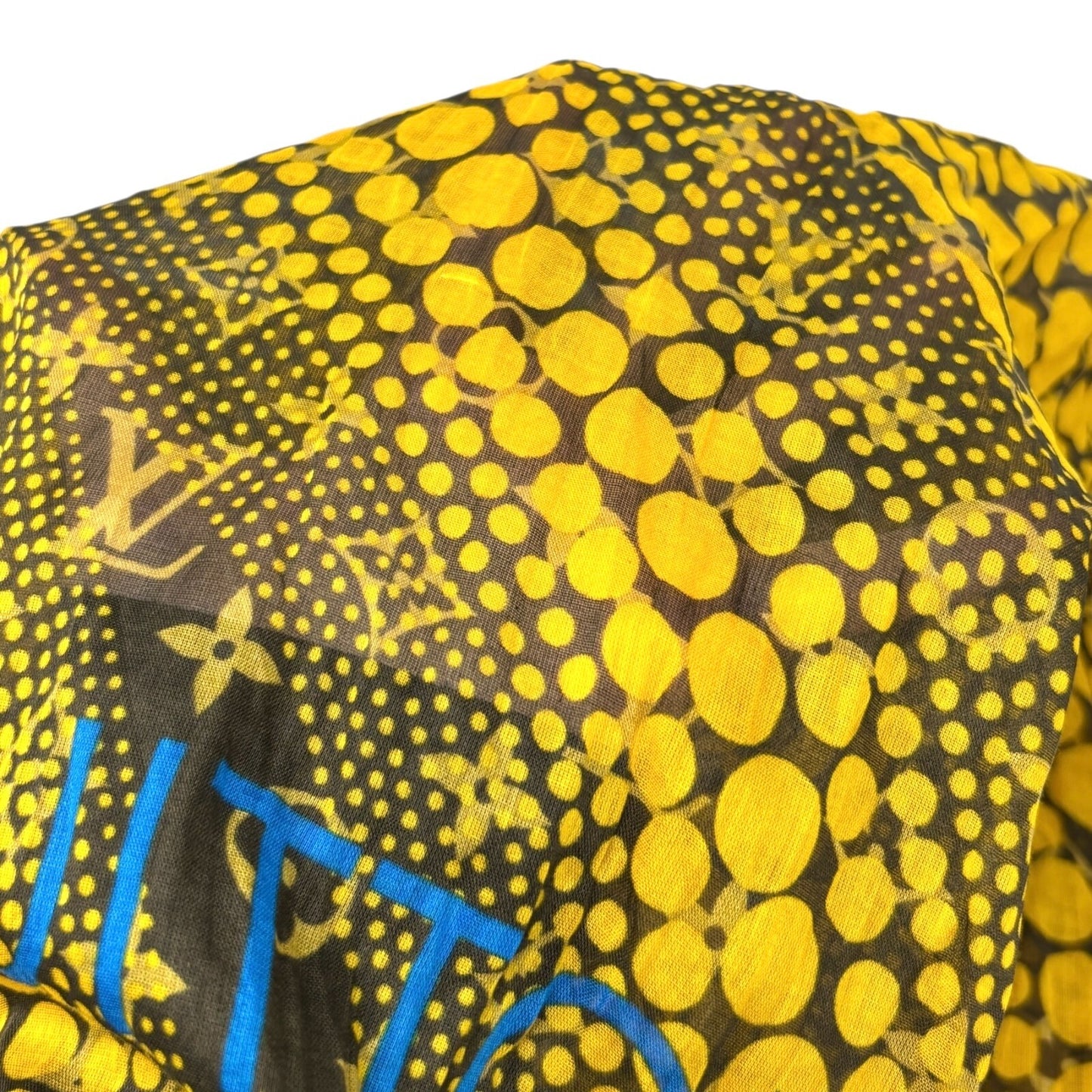 LOUIS VUITTON Vintage LV Logo Monogram Scarf Wrap Shawl Accessory Yellow Dot