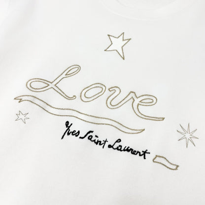 Yves Saint Laurent Vintage Love Star Embroidered Sweatshirt #M White 901936