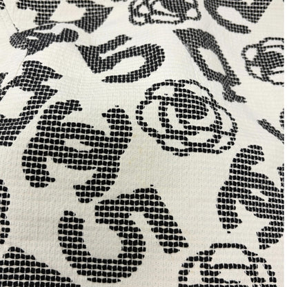 CHANEL Vintage 06P CC Camellia No.5 Print Tank Top #36 White Black Zip 902288
