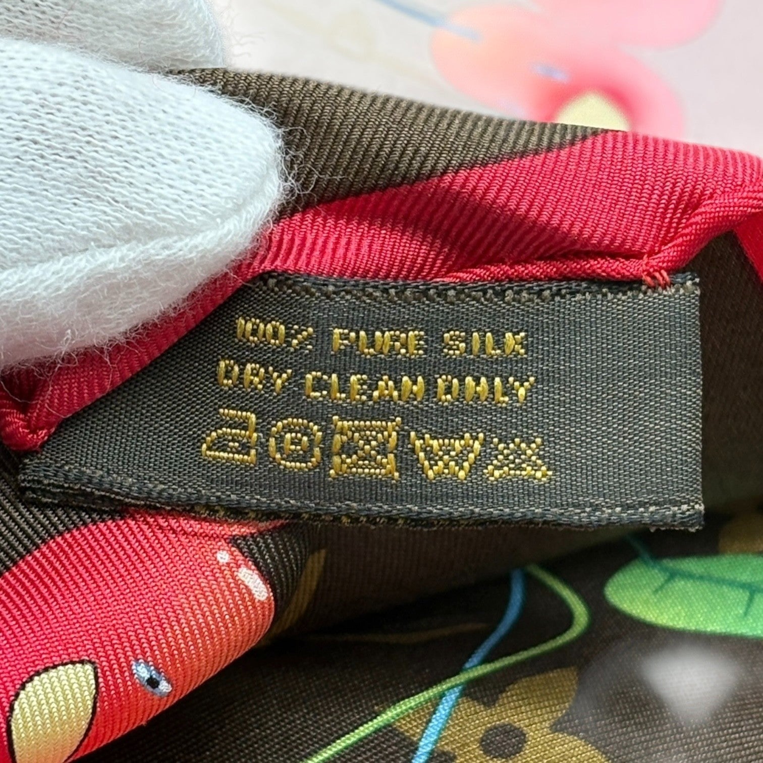 LOUIS VUITTON Vintage LV Logo Monogram Cherry Scarf Brown Red Silk Murakami