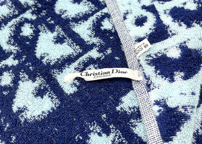 Christian Dior Vintage Trotter Monogram Beach Towel Accessory Blue Cotton RankAB