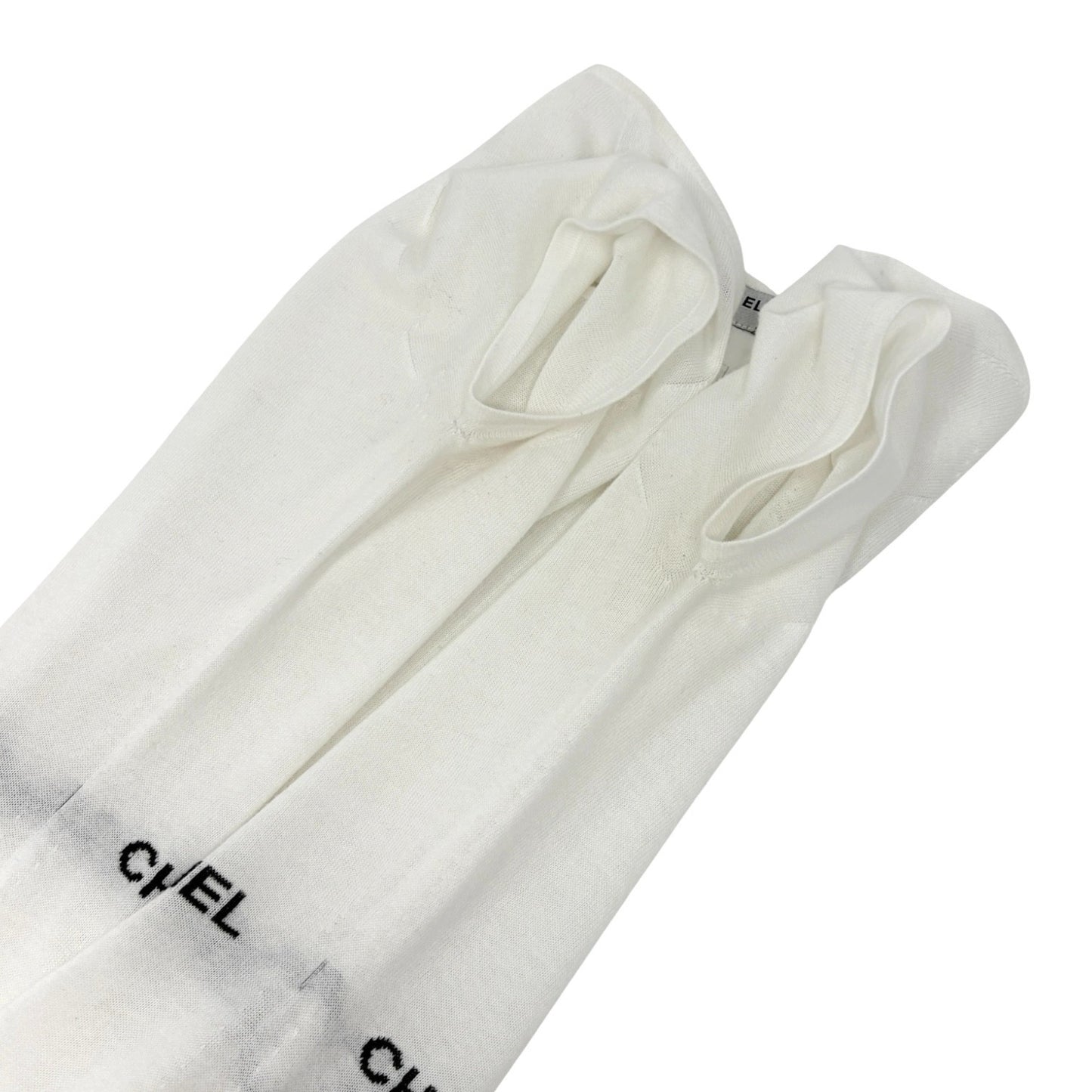 CHANEL Vintage 04P CC T-Shirt Top #38 Short Sleeve White Black Cotton 902579