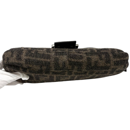 FENDI Vintage FF Zucca Knit Cashmere Mamma Baguette Shoulder Bag Brown 902212