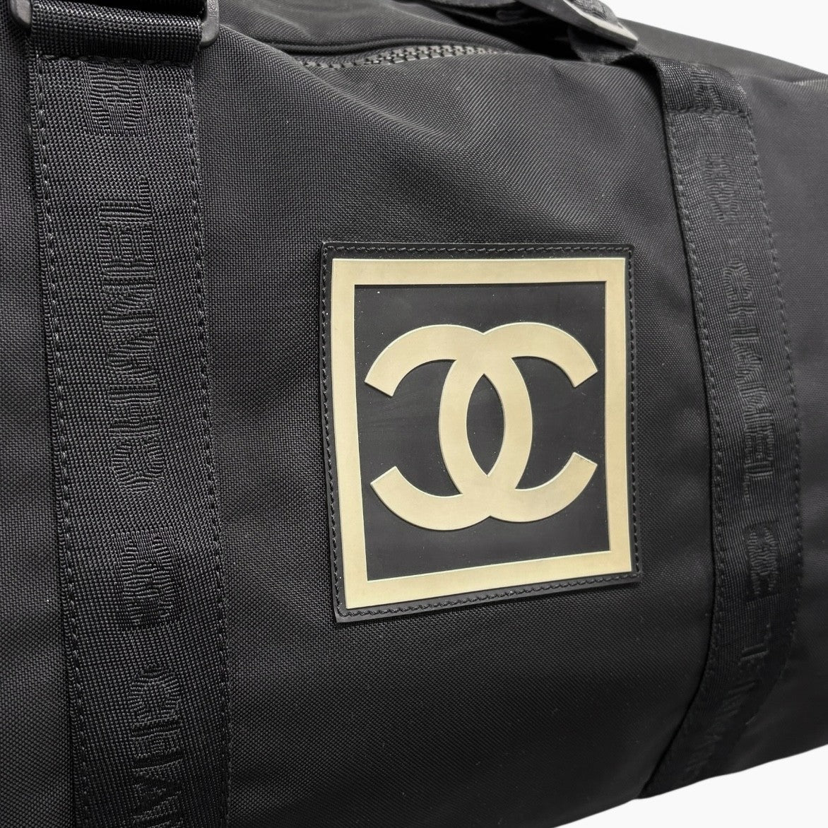 CHANEL Sport Vintage A19977 Nylon Travel Gym Bag L Black CC Logo Bowling