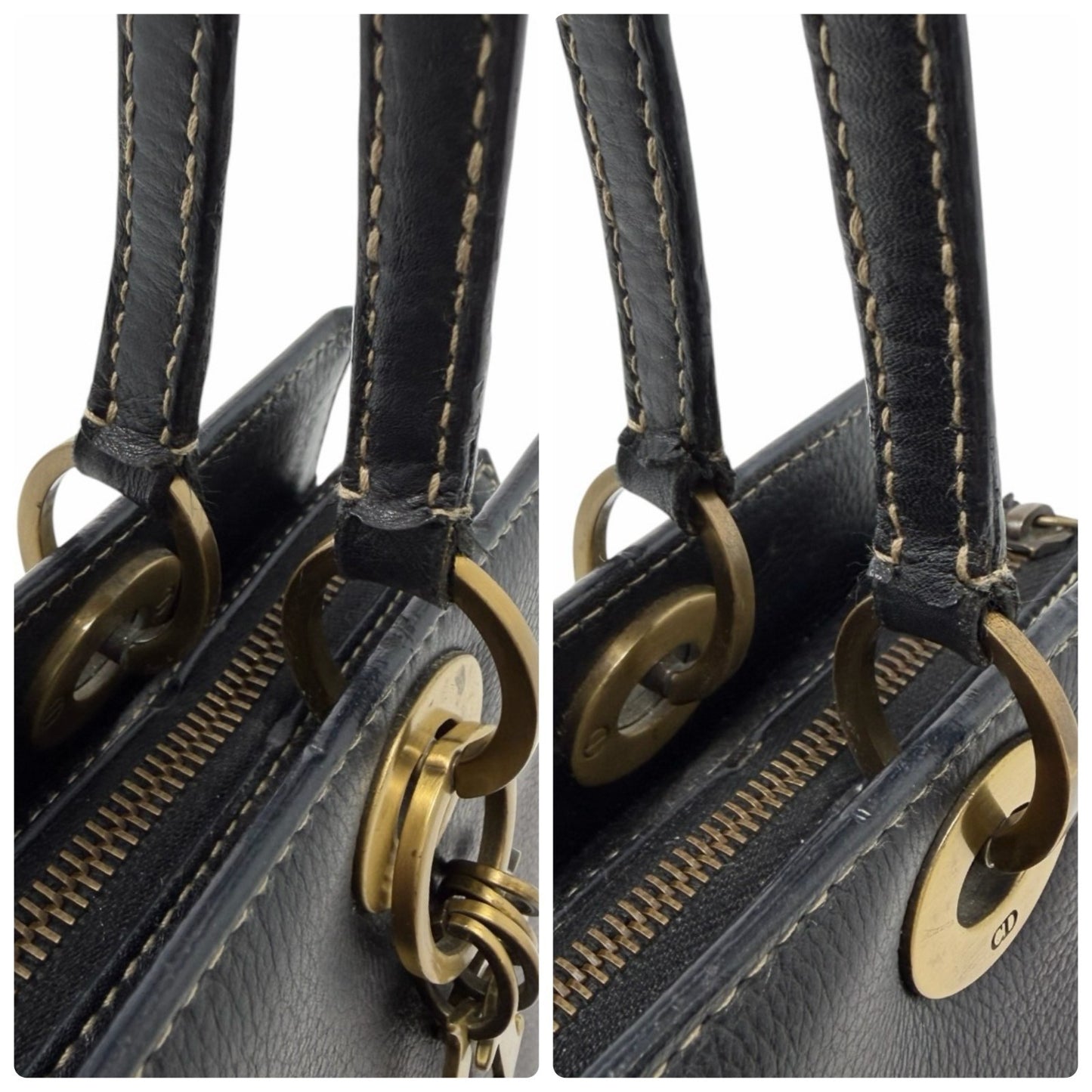 Christian Dior Vintage 2002 East West Lady Dior Shoulder Bag Black 902076