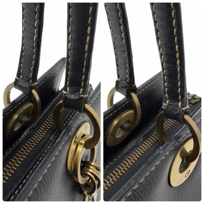 Christian Dior Vintage 2002 East West Lady Dior Shoulder Bag Black 902076