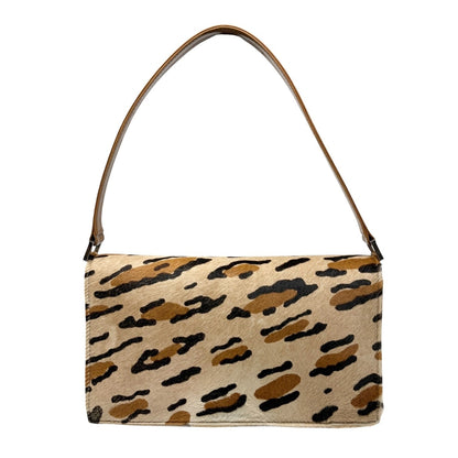 FENDI Vintage Mamma Baguette Leopard Shoulder Bag Brown Pony Calf Hair 902353