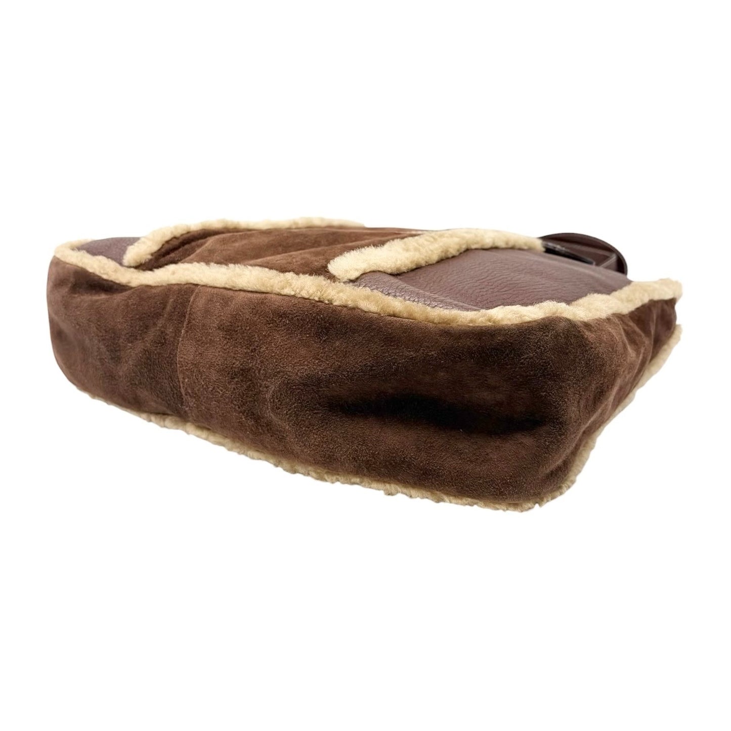 DOLCE&GABBANA Vintage DG Logo Fur Tote Shoulder Bag Brown Beige Suede 902427