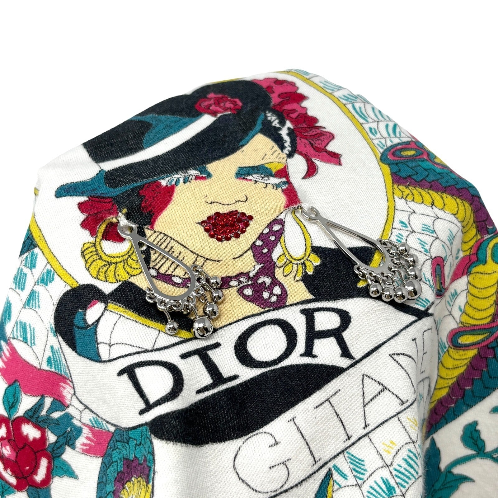 Christian Dior Vintage 2004 Logo Graphic T-shirt Top #38 Multicolor Cotton