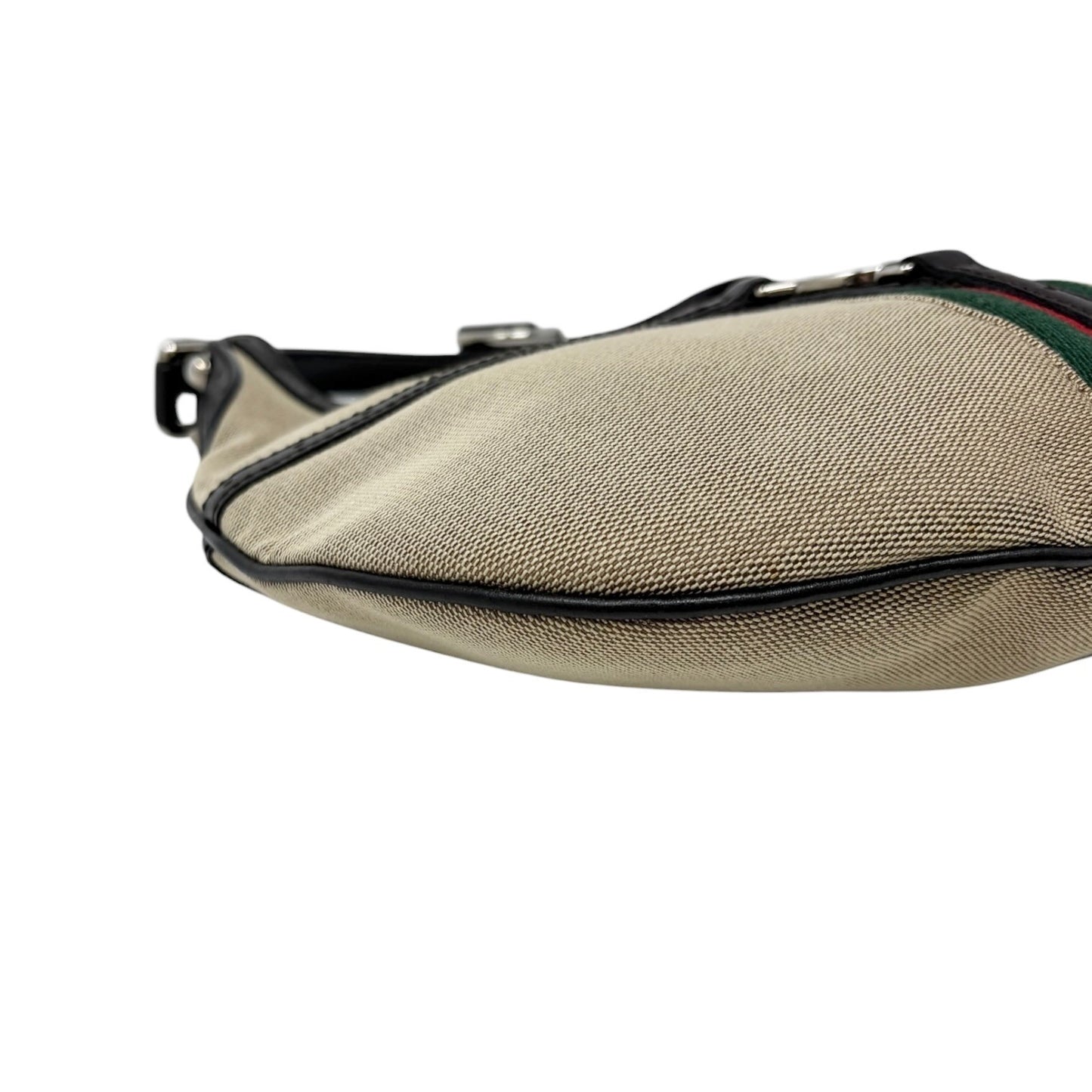GUCCI Vintage Web Stripe Interlocking GG Logo Canvas Hobo Bag Beige 902206