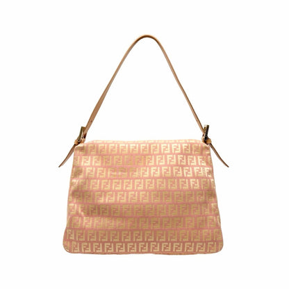 FENDI Vintage Zucchino Mamma Baguette Bag Pink Yellow Canvas Leather 902042