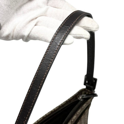 FENDI Vintage Logo Zucchino Shoulder Bag Pochette Brown Canvas Pocket 902351