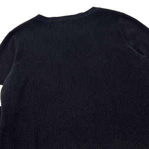 CHANEL Vintage 08P CC Mark Logo Ribbed Sweater Top #34 Cotton Black RankAB