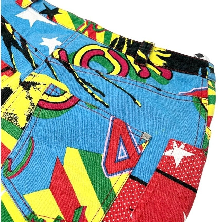 Christian Dior Vintage 2004 Rasta Mania Mini Skirt #34 Cotton Multicolor Zip