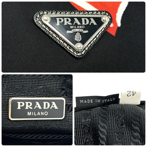 PRADA Vintage Logo Heart Pattern Shoulder Bag Pochette Black Red Nylon
