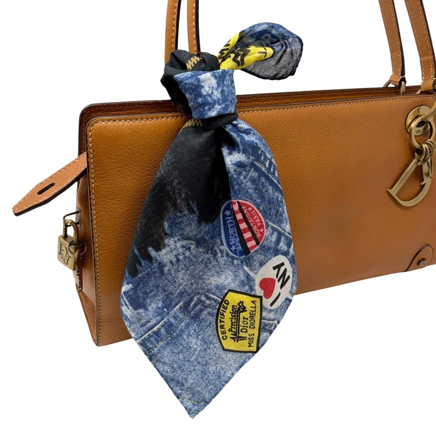 Christian Dior Vintage 2001 Miss Diorella Denim Print Mini Scarf Blue 901844